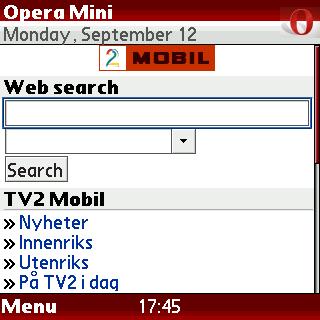 opera Web Browsing on a Palm   Opera Review
